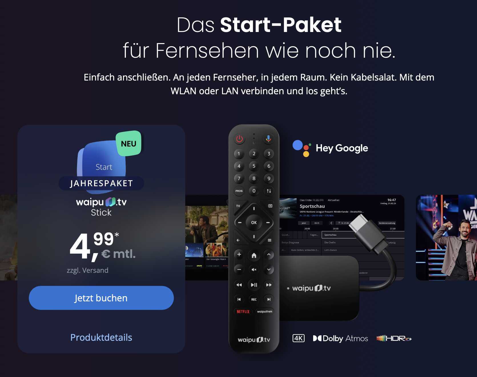Waipu.tv Startpaket: waipu.tv Stick (2. Gen) + 1 Jahr über 240 TV-Sender für 4,99€ monatlich Waipu.tv Startpaket: waipu.tv Stick (2. Gen) + 1 Jahr über 240 TV Sender für 4,99€ monatlich