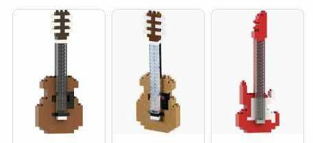 (Click & Collect) BRIXIES 200121   Gitarre (oder BRIXIES 200120   E Gitarre) , 3D Konstruktionsbausatz aus Ministeinen