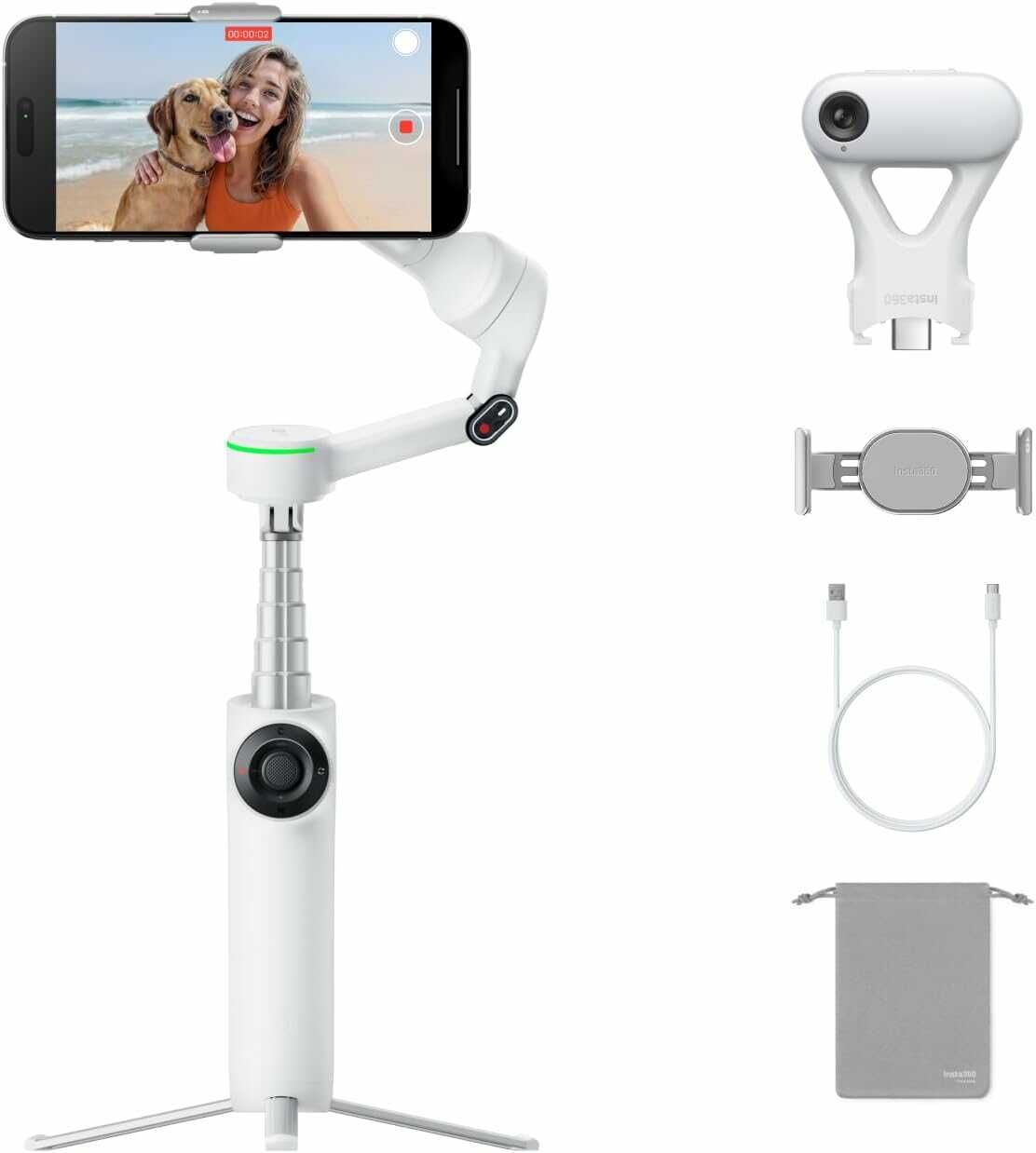 Insta360 Flow 2 Pro KI Tracker Bundle Schneeweiß– Erster KI Smartphone Gimbal für 148,99€ PVG 159,00€ 
