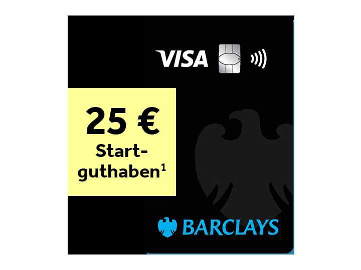 Barclays Visa mit 25€ Startguthaben – kostenlose Kreditkarte, mobiles Zahlen mit Apple & Google Pay