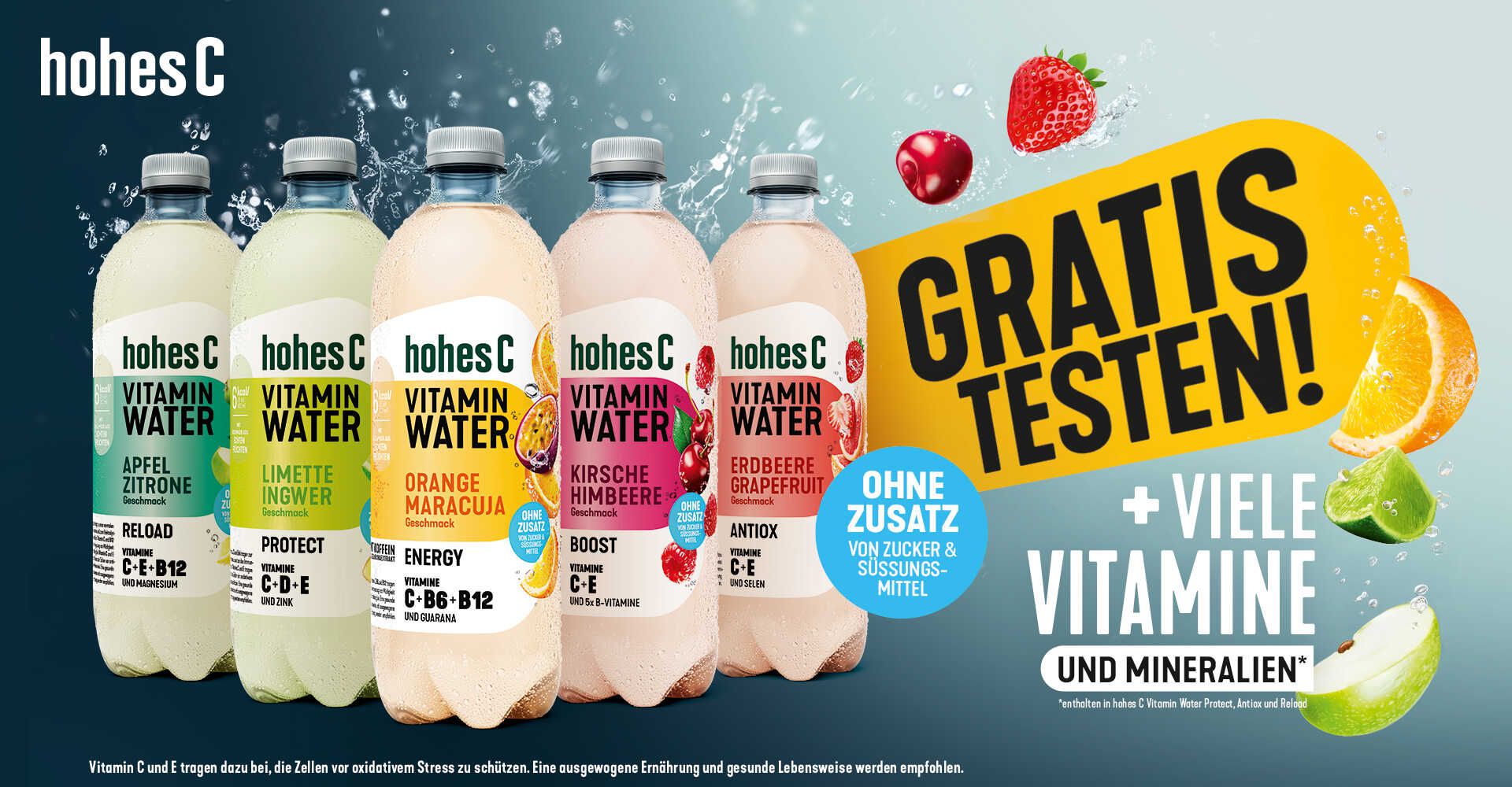 Hohes C Vitamin Wasser gratis testen Aktionszeitraum: 01.06. – 31.08.2025