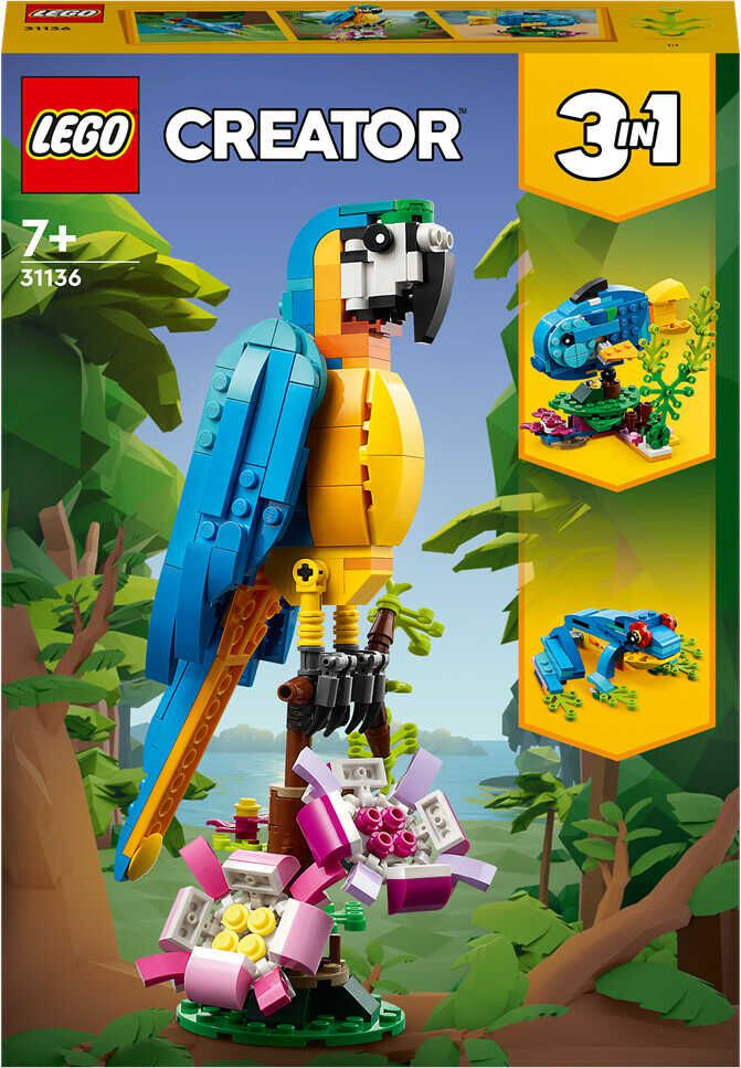 LEGO 31136 Creator 3in1 Exotischer Papagei, Frosch und Fisch Ostergeschenk Dschungel Tier Figuren Bauspielzeug für 15,19€ PVG 20,98€ 