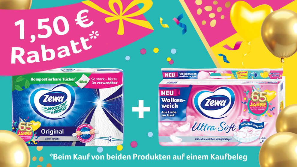 (1,50€ Cashback) Zewa Wisch&Weg und Zewa Toilettenpapier (1,50€ Cashback) Zewa Wisch&Weg und Zewa Toilettenpapier