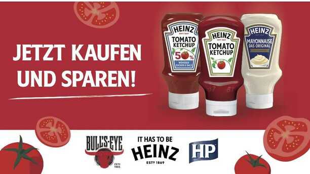 Heinz Ketchup, Mayonnaise, BullsEye & HP Saucen € 1,00 Cashback