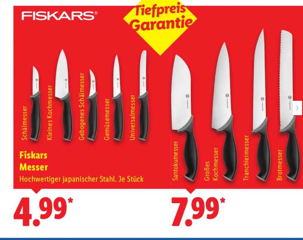 Fiskars Küchenmesser, diverse Varianten ab 4,99€ statt 7,84€ (Ab dem 15.12.)