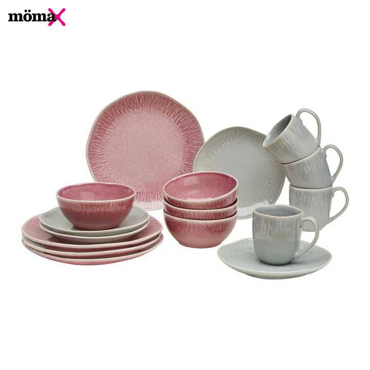 mömax Kombiservice »Betty« Grau/Rosa, 16 teilig 25€ statt 40€