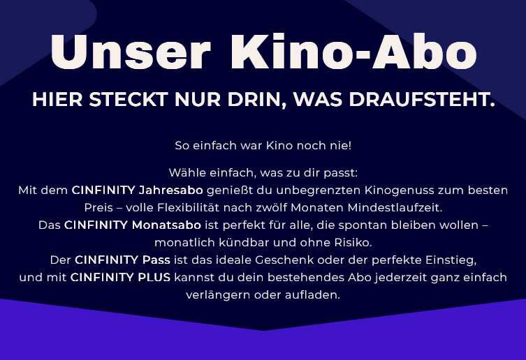 Cinfinity 1 Jahr Kino-Flatrate für 166€ (13,83€ monatlich) Cinfinity 1 Jahr Kino Flatrate für 166€ (13,83€ monatlich)