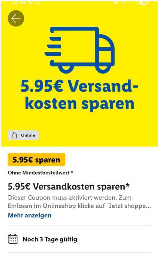 (LIDL APP) - Lidl Onlineshop 0€ Versand Ohne MBW (LIDL APP) Lidl Onlineshop 0€ Versand Ohne MBW