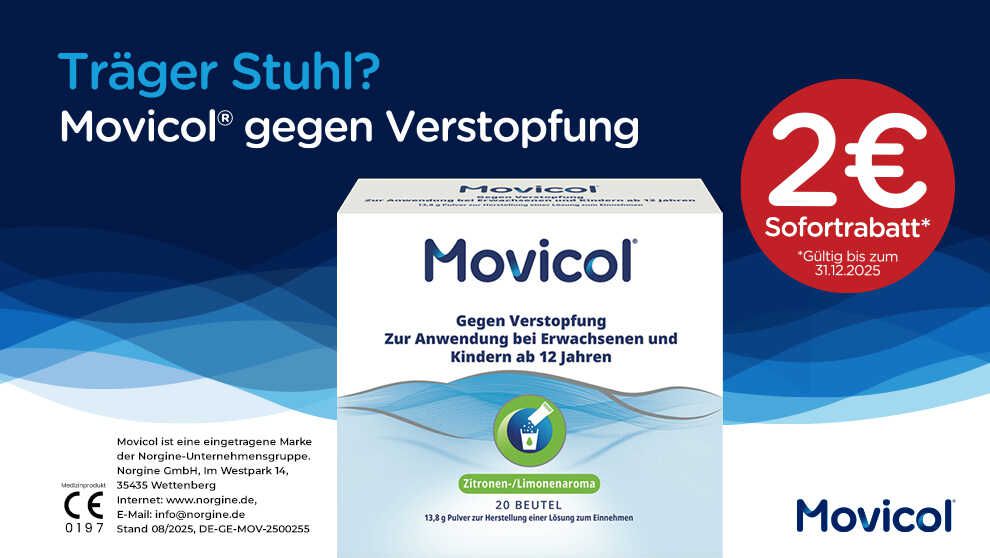 2,00€ Cashback: 20er Packung Movicol® Pulver mit Zitronen /Limonenaroma