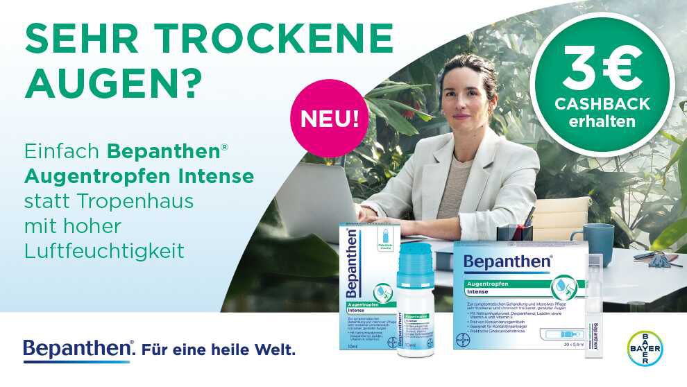 3,00€ Cashback Bepanthen Augentropfen Intense