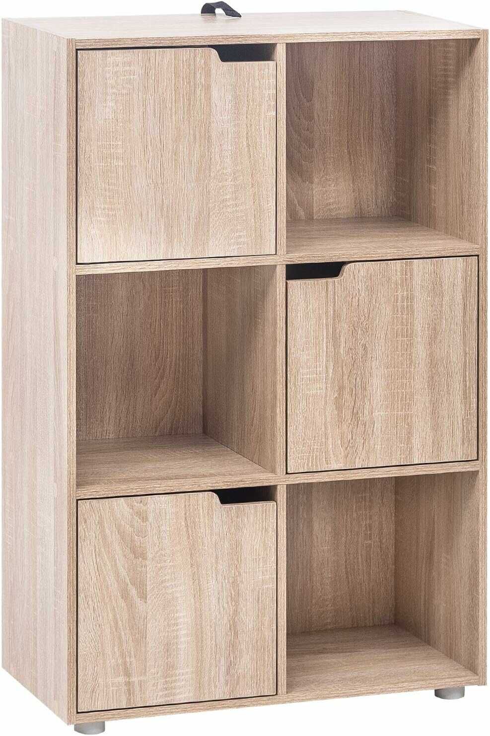 WOLTU Bücherregal, mit 3 Türen, 6 Fächern, 29 x 91 x 59,6 cm für 50,99 statt 59,99 Euro