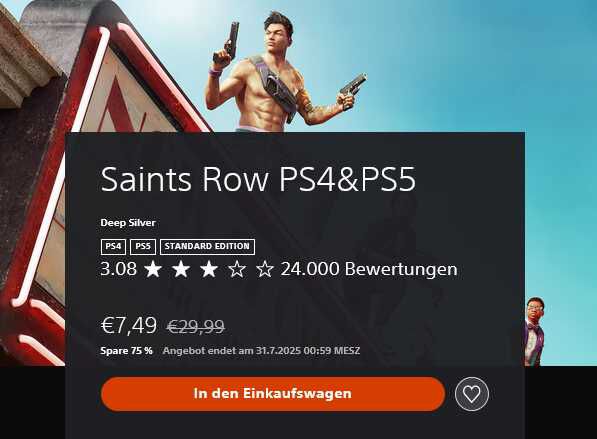 Saints Row PS4 & PS5 7,49€ statt  29,99€