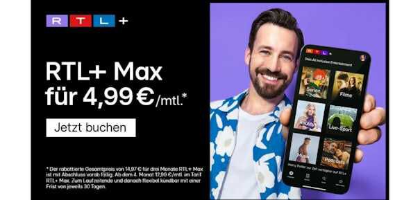 RTL+ Max 3 Monate lang für 14,97€ » keine Werbung, 2 parallele Video Streams