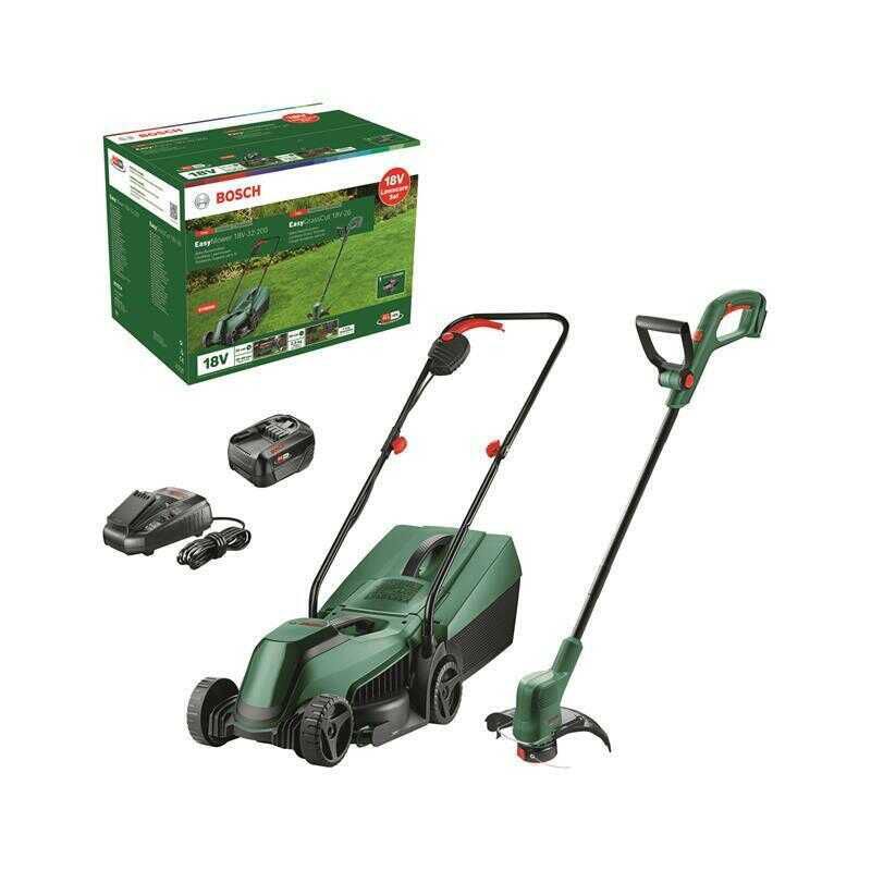 Bosch Akku Rasenmäher EasyMower 18V 32 200 + Rasentrimmer EasyGrassCut 18V 26 169€ statt  249€