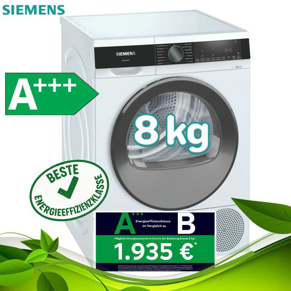 Siemens Wärmepumpen Trockner WQ33G2D00 8kg A+++ 589,99€ statt  658,95€