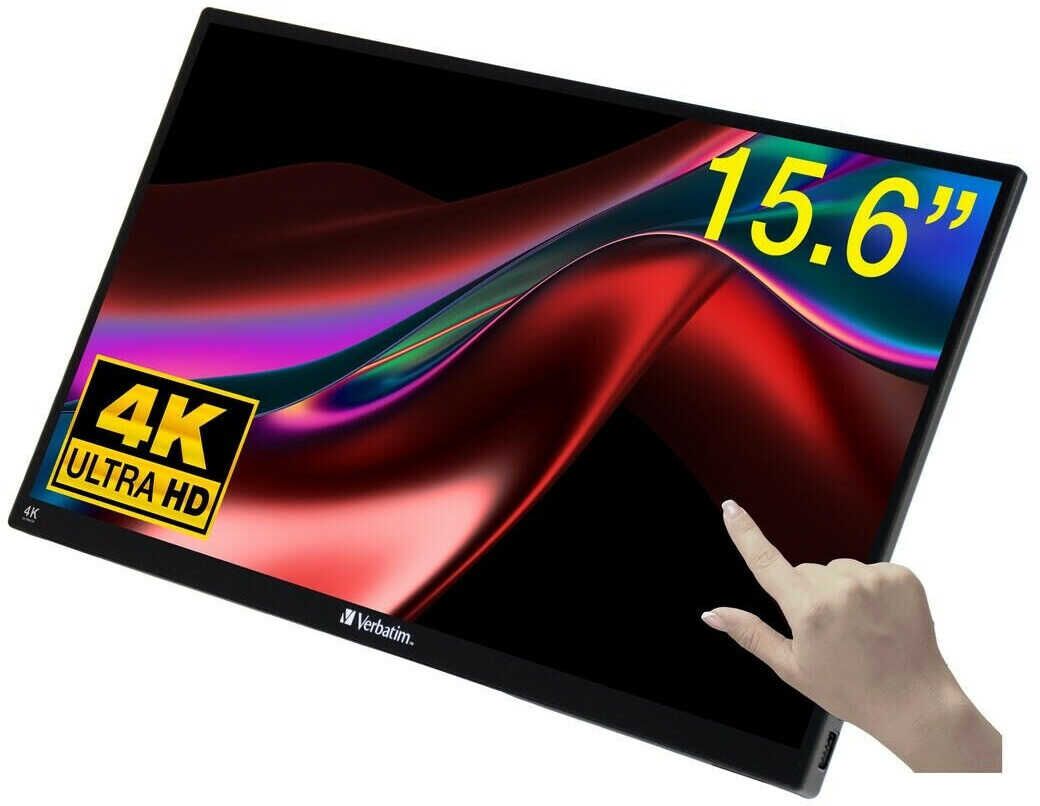 Verbatim PMT 15 4K tragbarer Touchscreen Monitor | 15,6 | 4K Ultra HD