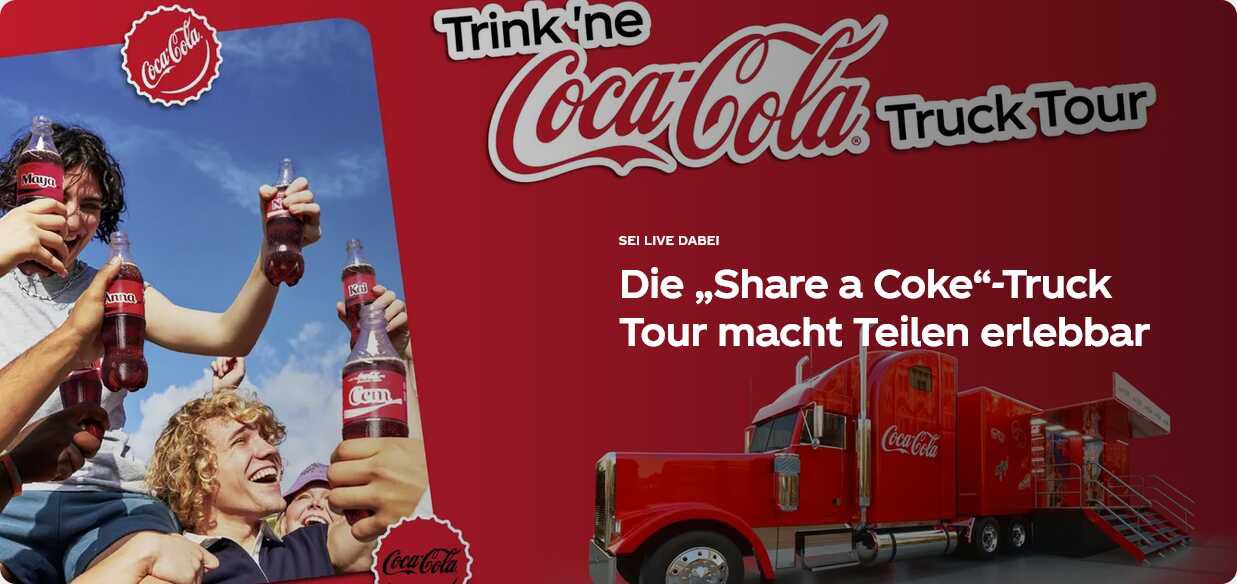 Coca Cola Truck Tour „Share a Coke“ startet am 2. Mai – mit 24 Stopps in ganz Deutschland