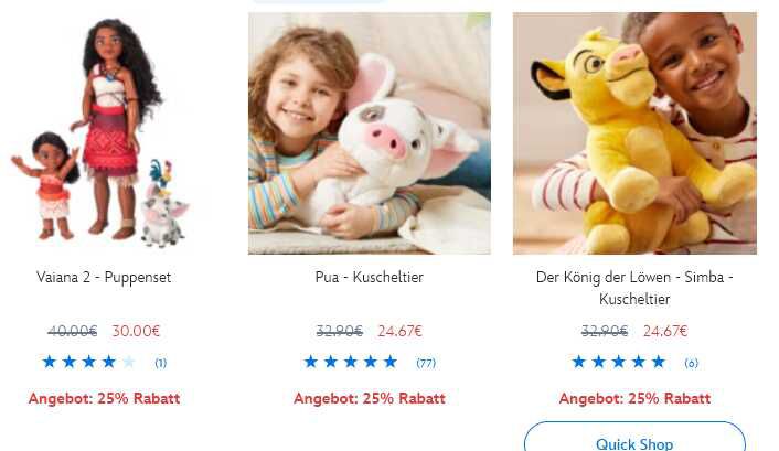 Disney Store: Bis zu 25% Rabatt auf ausgewählte Kinderartikel