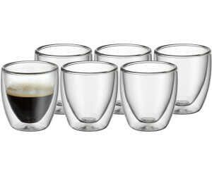 WMF Kult doppelwandige Espressotassen Glas Set 6 teilig, doppelwandige Gläser 80ml für 25,09€ PVG 34,99€