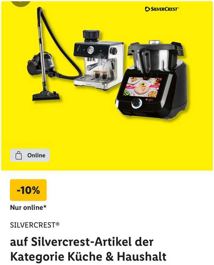 [LIDL Plus] 10% Rabatt auf Silvercrest Küche & Haushalt Online