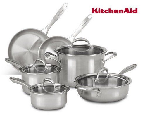 KitchenAid KC2CS10ST Topf-Set 10-teilig für 308,90€ (statt
