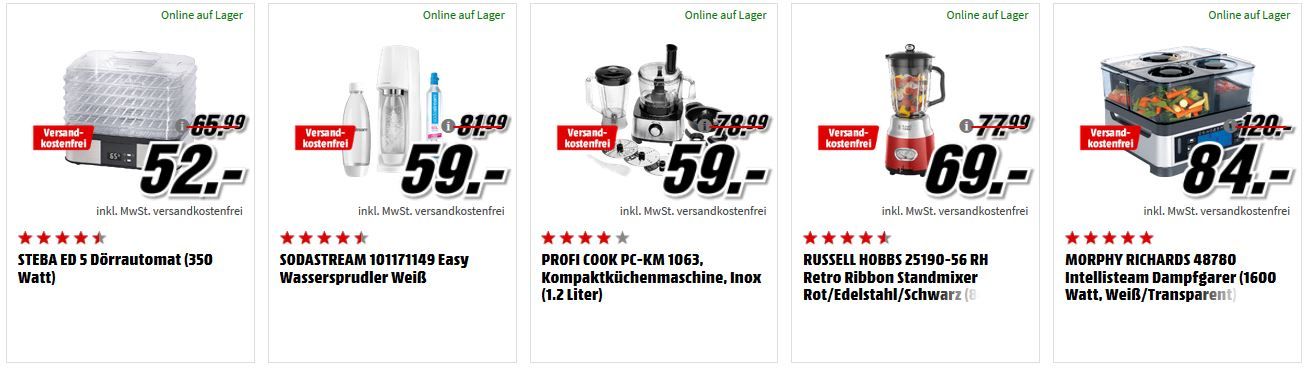 Media Markt Fitness Aktion günstige Heimtrainer, Küchenmaschinen