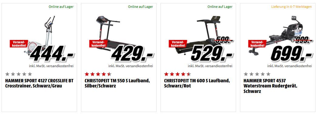 Media Markt Fitness Aktion günstige Heimtrainer, Küchenmaschinen