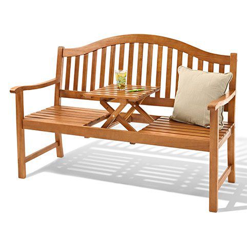 3Sitzer Gartenbank aus Akazienholz mit hochklappbarem Tisch für 119