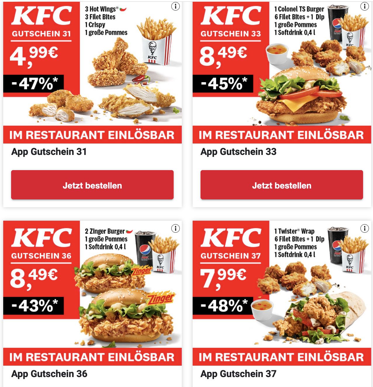 KFC Gutscheine März 2024 zum Sparen und sofort nutzen