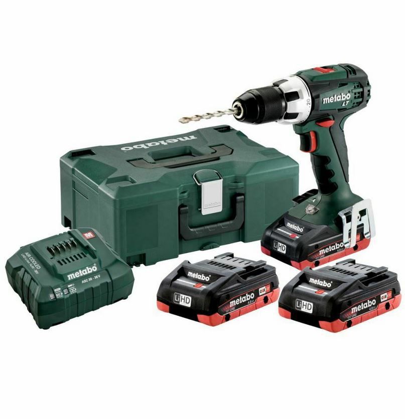 Metabo BS 18 LT Akku-Bohrschrauber + Ladegerät + 3 Akku 4Ah + MetaLoc ...