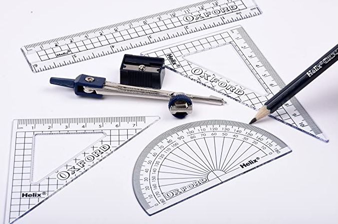 Oxford Cyber Eco Mathematik-Set 9-teilig - Metallbox Mit Kompass & Geodreieck