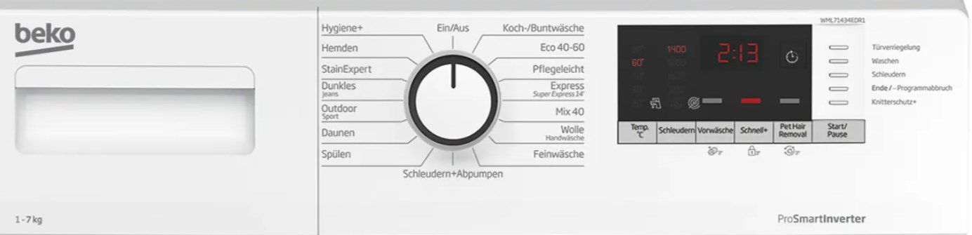 Beko Pro Smart Inverter Waschmaschine Bedienungsanleitung Beko WML71434EDR1 Waschmaschine (ProSmart Inverter, 7 KG) für 260,91