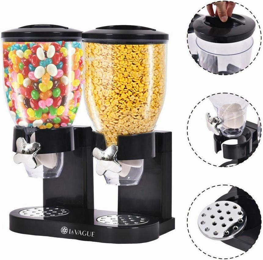 GraviDus Müslispender 2x 3,5 Liter - Praktischer Vorratsbehälter Mit Drehknopf