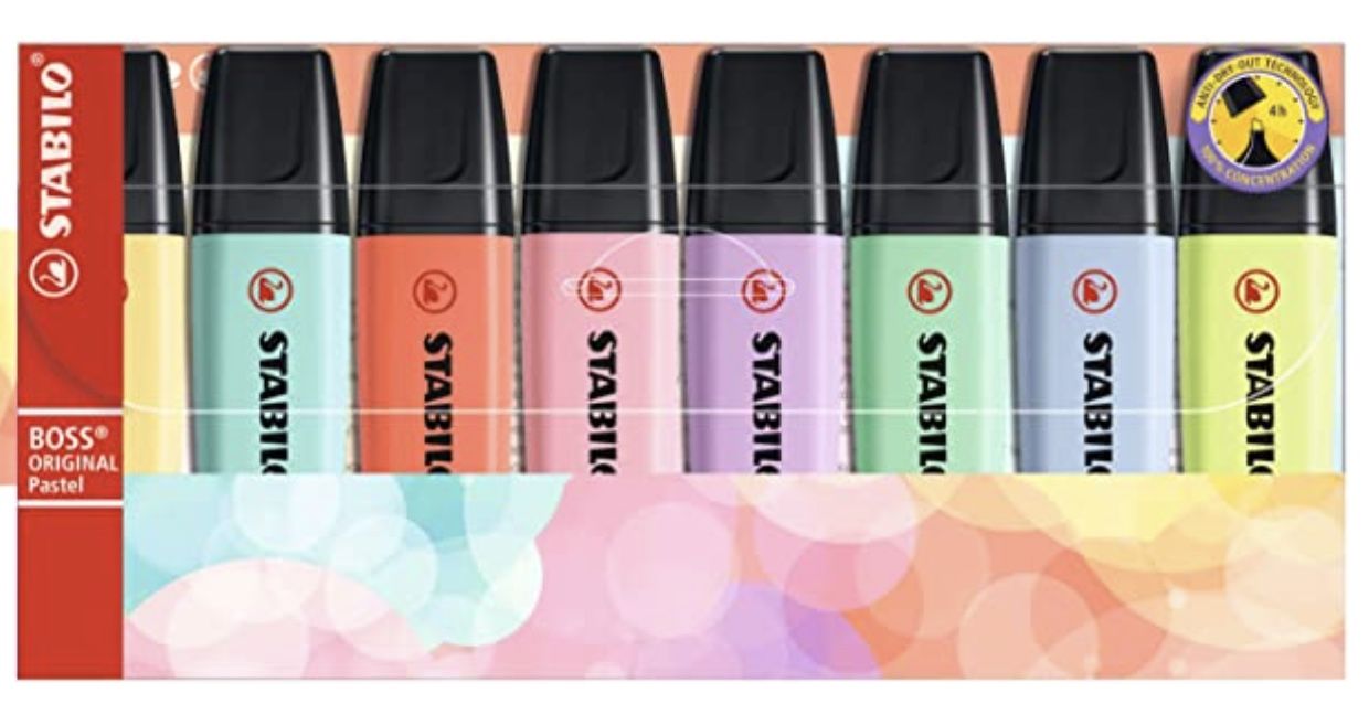 STABILO BOSS ORIGINAL Textmarker – 8er Pack Mit Verschiedenen Pastellfarben