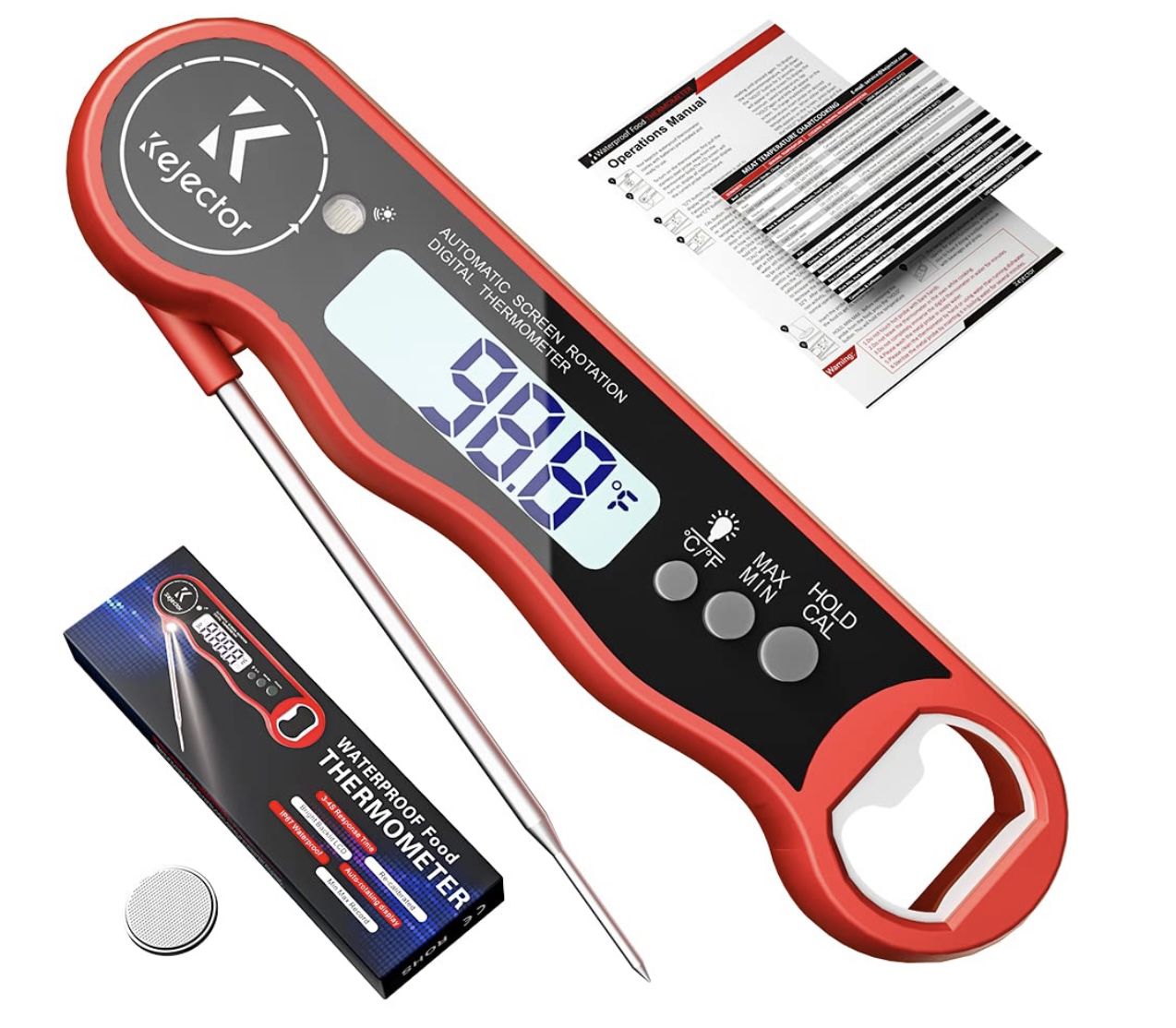 Professionelles Fleischthermometer - 0,5 Sekunden Anzeige, Wasserdicht, NIST-zertifiziert