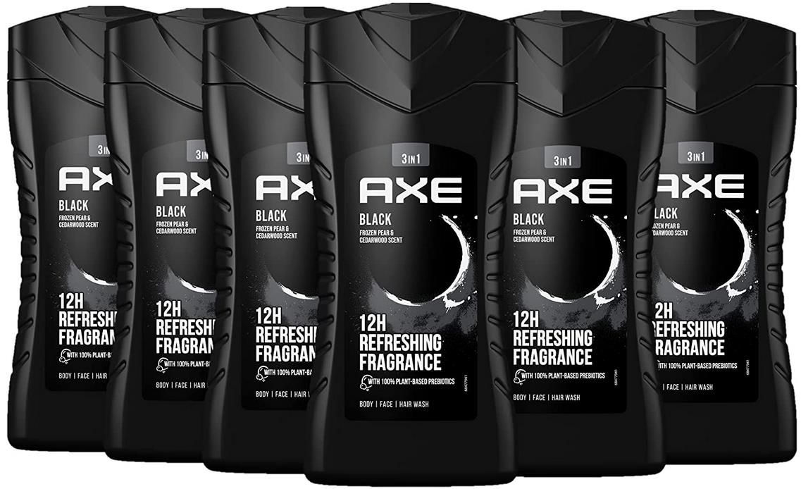 6er Pack Axe 3in1 Duschgel & Shampoo Black 250ml ab 7,92€ (statt 10