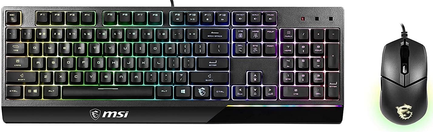 Produktbild von MSI Vigor GK30 IT Halbmechanische Gaming-Tastatur Mit RGB-LED-Hintergrundbeleuchtung, Mystic Light, Multimedia-Hotkey-Tastatur + Maus, Volle Größe, Schwarz