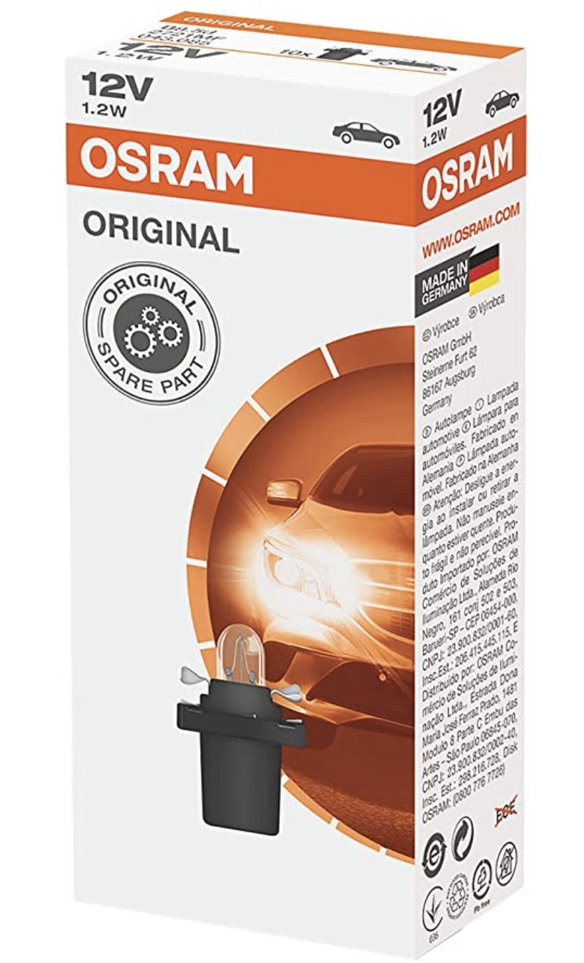 Osram 2741MF Sockel B8.5d 24V - 10er Pack Sonderlampe Für Instrumentenbeleuchtung