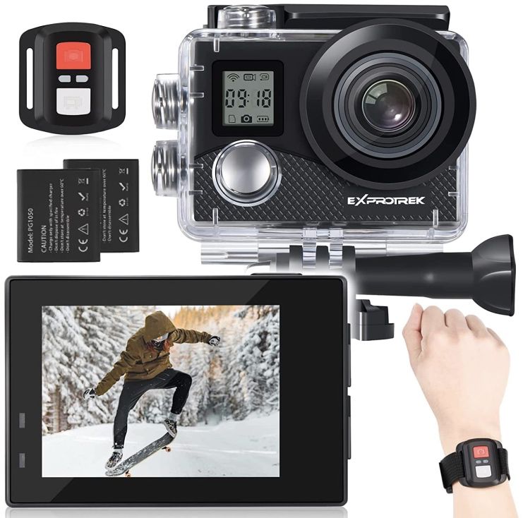Exprotrek Action Cam 4k 30fps 20MP Kamera 170° UltraWeitwinkel für