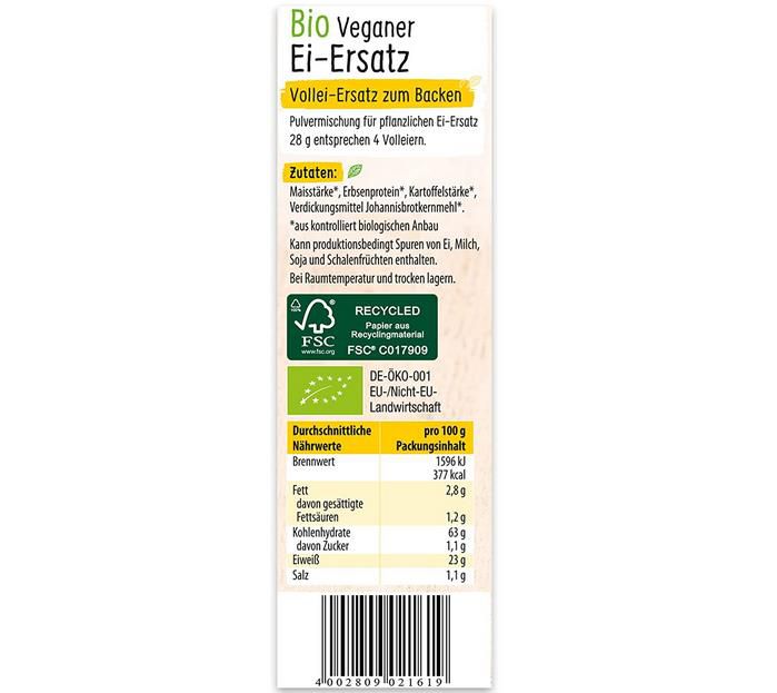 RUF Bio Veganer Ei-Ersatz, 28g Beutel (entspricht 4 Eiern) ab 0,71 ...