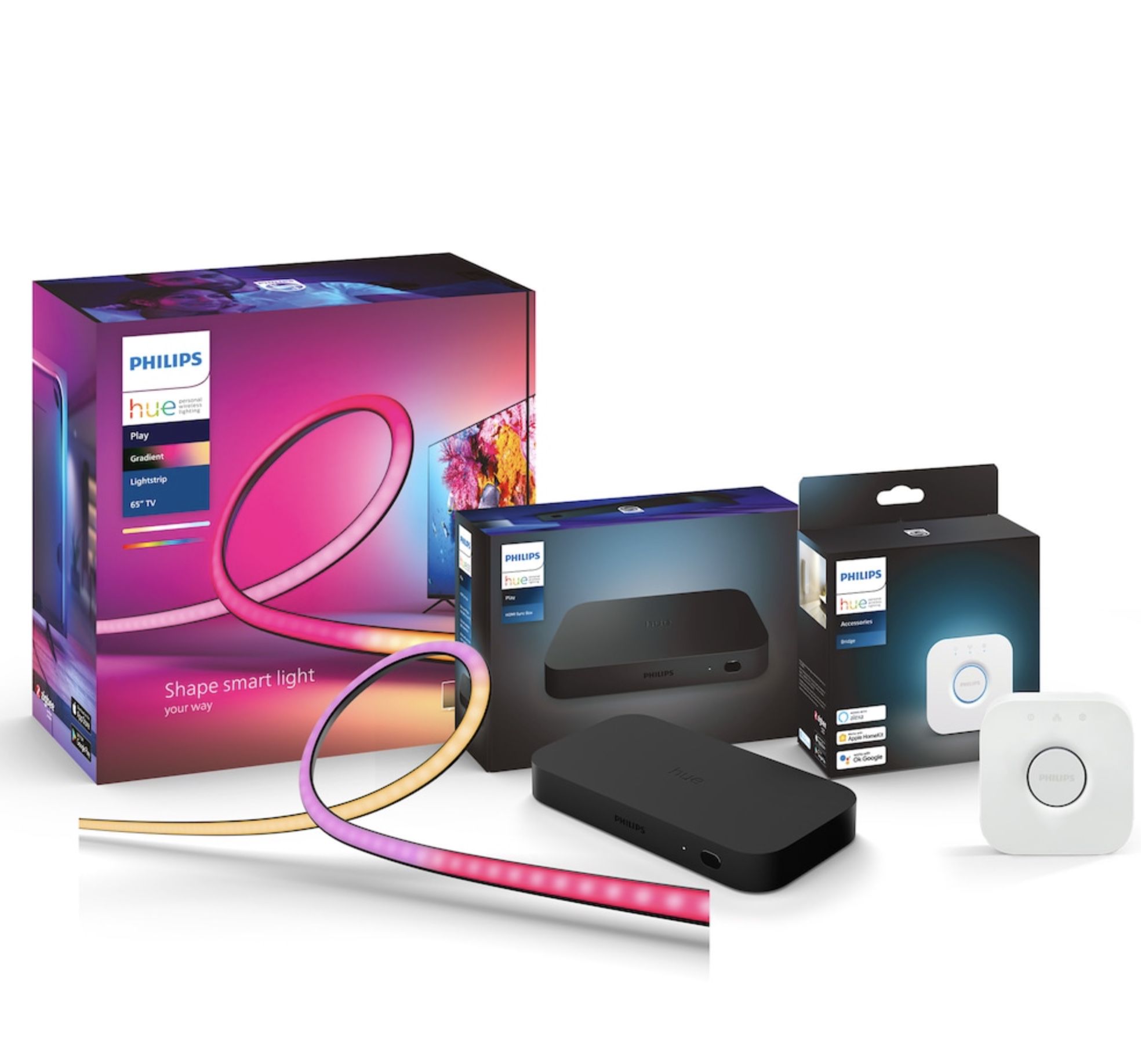 Philips Hue Play Gradient 65 Zoll Lightstrip Philips Hue Play HDMI Sync Box + Bridge + Gradient Lightstrip 65 Zoll