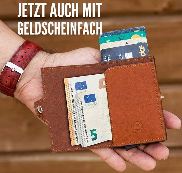 Lunpoem 2er Set Slim Wallet Leder - Dünne Geldbörse Mit RFID Schutz