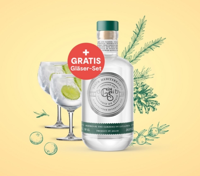2x Gin Si, 0,5L, 40% vol. + 2x 2er Set Schott Zwiesel Gin-Gläser Set ...