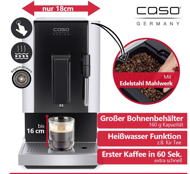 Caso Café Crema One 19bar Kaffeevollautomat für 199,99€ (statt 299€)