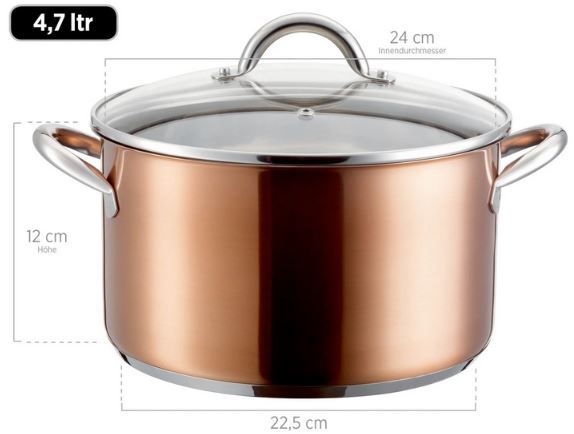 Produktbild von Rungassi Topf-Set Bratpfanne Pfanne Fritteuse Glasdeckel Induktion FA04 Schwarz, Edelstahl