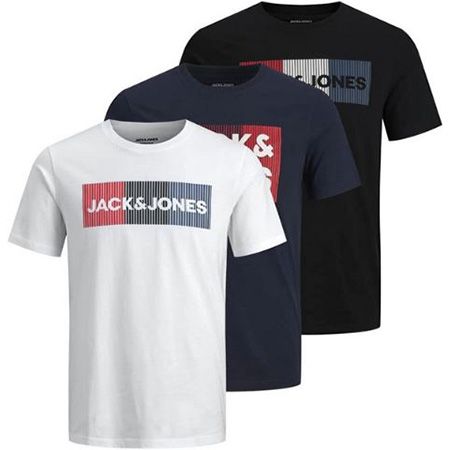 Jack & Jones JJBeau T-Shirt 3er Pack – Lässige Basic-Shirts Mit Frontprint, Kurzarm, Für Herren