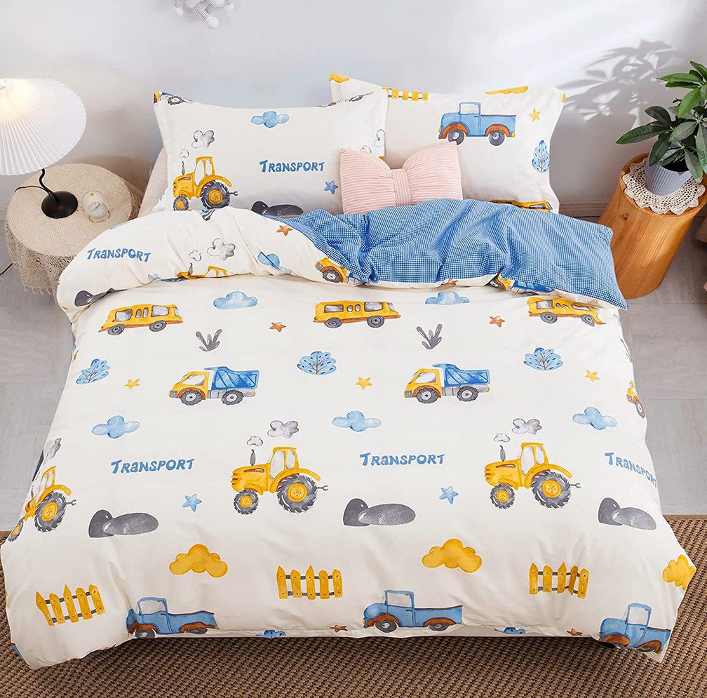 Traktor Kinderbettwäsche (135x200) mit Kissenbezug (50x75) für 14,99