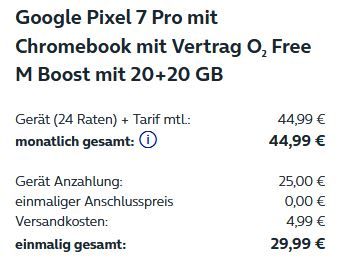 O2 Pixel 7 Pro Google Pixel 7 Pro + Chromebook für 29,99€ + o2 Flat mit 40GB 5G für 44 ...