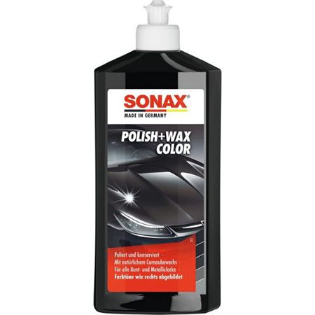 Detailmate Sonax Handpolijstset: Sonax Polish Wax zwart 500 ml P-Ball ergonomische polijstbal Edgeless superfleece microvezel polijstdoek 40 x 40 cm, 550 g/m²