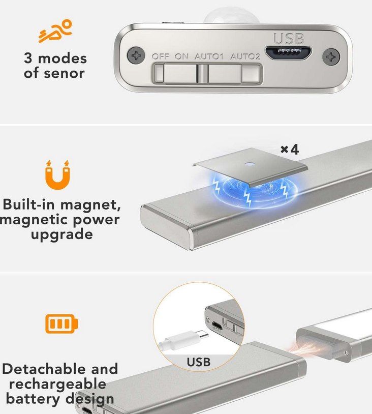 JVURICE Schranklicht Mit Bewegungsmelder - 16 LED Beleuchtung Mit Fernbedienung